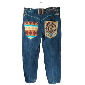 Coogi Australia Jeans Mens 36x29 Blue Embroidered Vintage Y2K Baggy Flaw